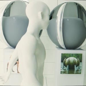 Milk Man browsing different milks he's collected throughout the universe