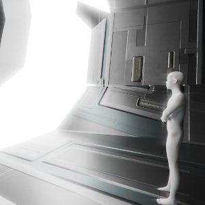 Milk Man looking out his room window into space